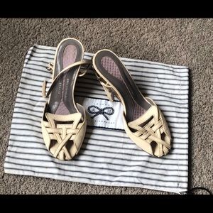 Cream leather Anya Hindmarch strappy sandals